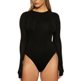 Bottom coat, long sleeved tight fitting jumpsuit