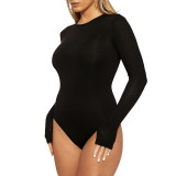 Bottom coat, long sleeved tight fitting jumpsuit