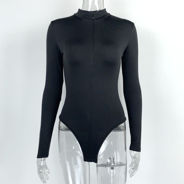 Bottom coat with velvet long sleeved zipper tight fitting jumpsuit