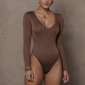 Interior base shirt, top, long sleeved V-neck jumpsuit