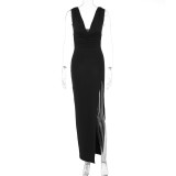 High slit dress, long skirt