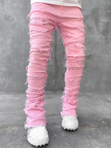 Men's denim straight leg pants
