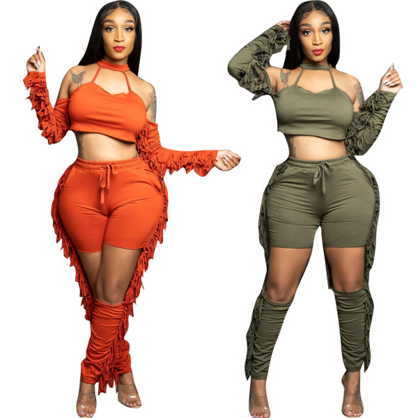 Hollow neck hanging tassel 2-piece set HMS5518