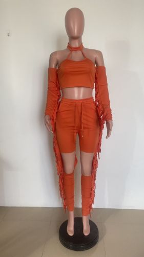 Hollow neck hanging tassel 2-piece set HMS5518