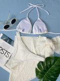 Triangular neck hanging veil bikini three piece set