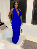 Wave patterned chest hugging high waisted jumpsuit