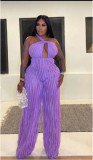 Wave patterned chest hugging high waisted jumpsuit