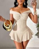 Waist wrapped, chest wrapped, short sleeved, one shoulder short skirt