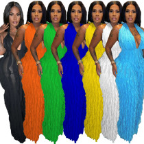 Wave patterned chest hugging high waisted jumpsuit