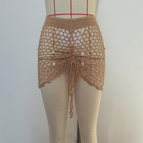 Side drawstring straps, hollowed out bikini, outer half skirt