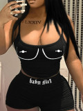 Women's suit with short suspender straps