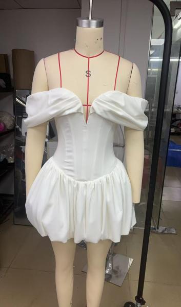 V-neck fish bone tight short dress