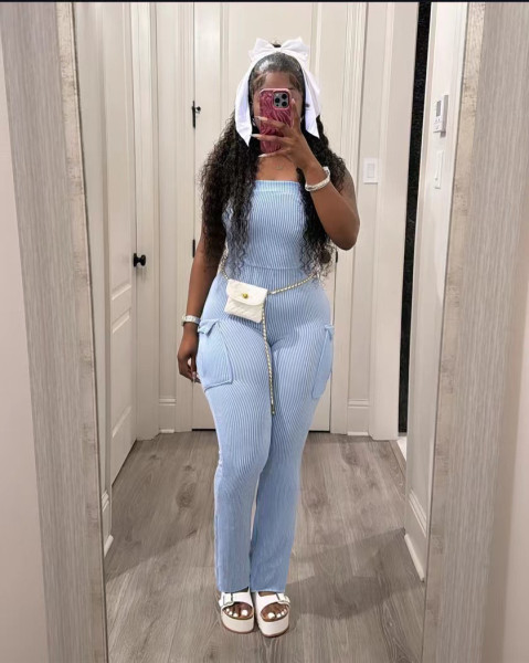 Solid color pit pocket tight jumpsuit