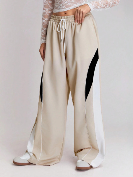 Printed striped patchwork loose pants