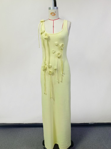 Knitted floating flower beach dress