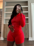 Sports tight fitting long sleeved shorts two-piece set