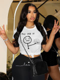 Short sleeved letter printed two-piece set