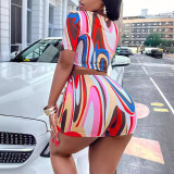 Two piece set of collar top and shorts