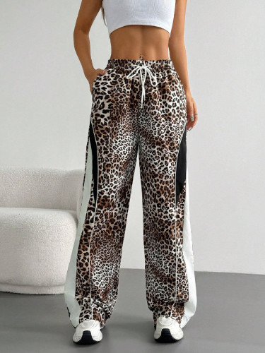 Printed striped patchwork loose pants