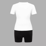 Short sleeved letter printed two-piece set