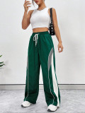 Printed striped patchwork loose pants