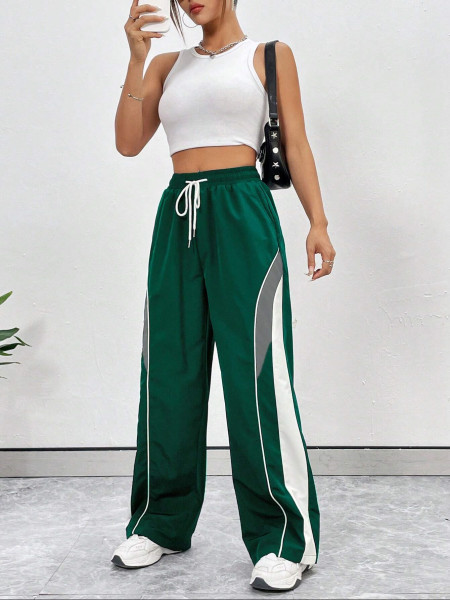 Printed striped patchwork loose pants