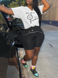 Short sleeved letter printed two-piece set