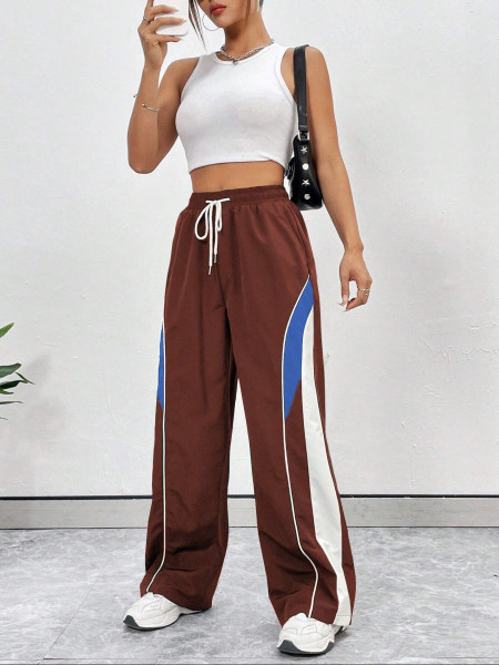 Printed striped patchwork loose pants