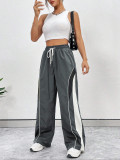Printed striped patchwork loose pants