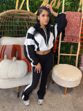Waist color block splicing contrasting sports two-piece set HR25015