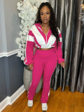 Waist color block splicing contrasting sports two-piece set HR25015