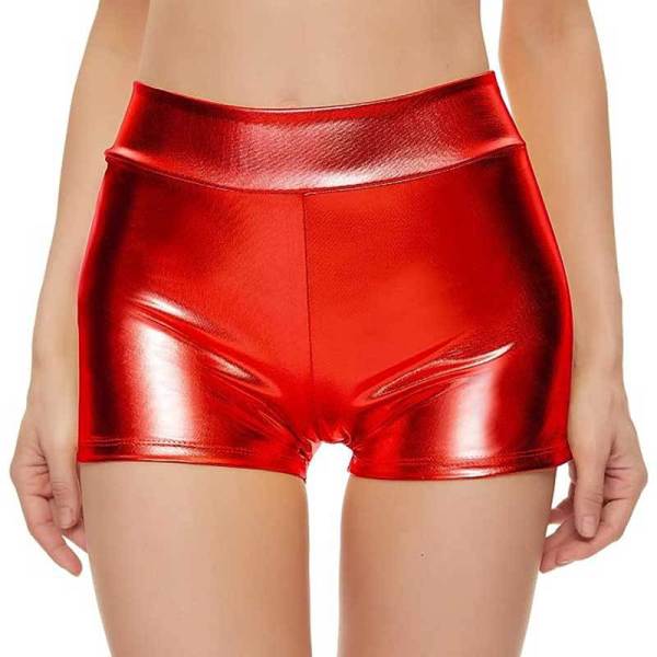 Wearing high waisted shorts and leather underwear underneath