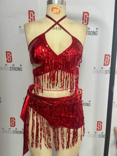 Split swimsuit three piece set fringed bikini