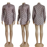 Single breasted temperament printed shirt