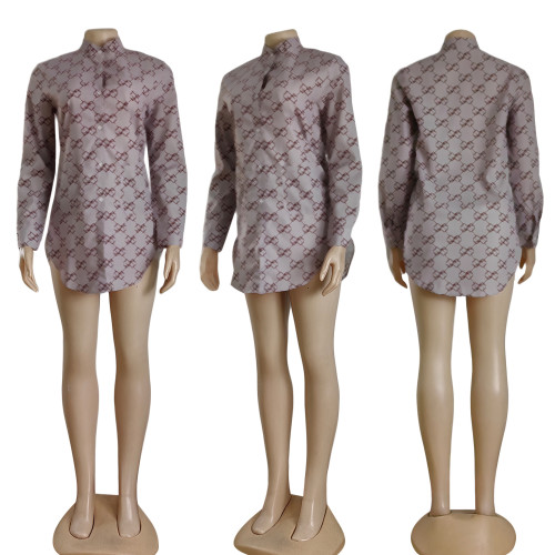 Single breasted temperament printed shirt