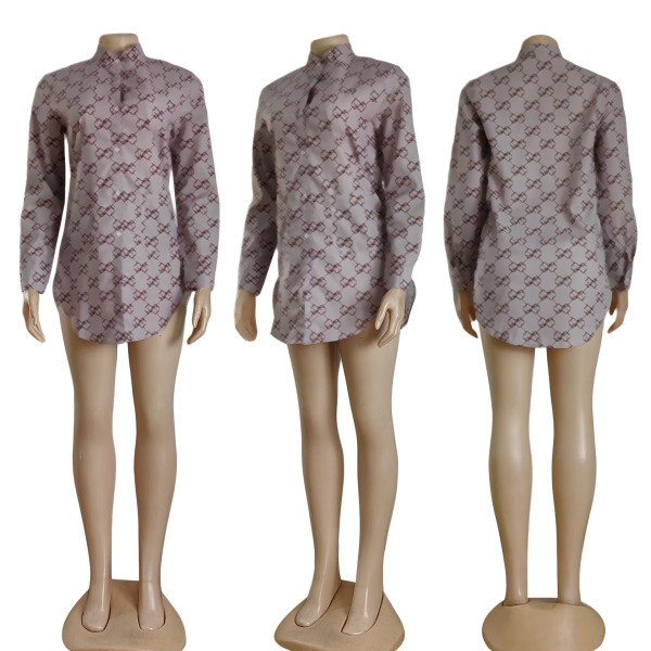 Single breasted temperament printed shirt