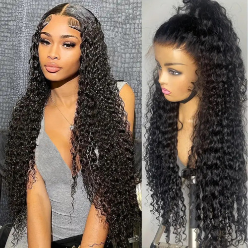 Front lace wig with small curls and long curls