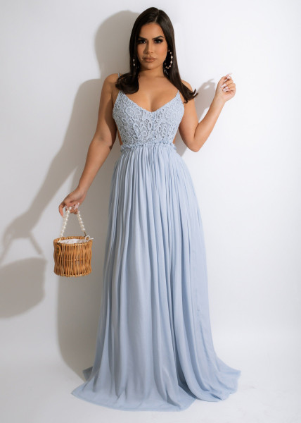 Lace camisole backless chiffon women's dress Y670372203903