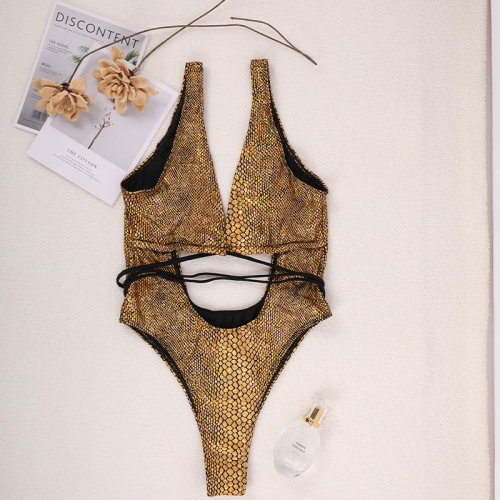 One-piece swimsuit with straps