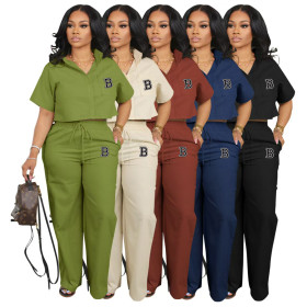 Two piece shirt short sleeved set