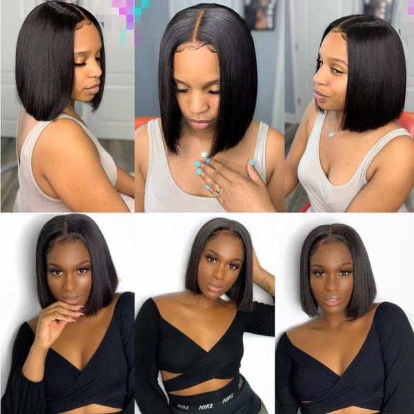 Wig, high-temperature silk, synthetic hair, women's short straight hair