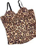 Leopard print suede short vest, camisole, fishbone shaping corset