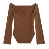 Elastic off shoulder base knit sweater top