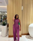 Two pieces of sleeveless top, wide leg pants