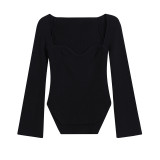 Elastic off shoulder base knit sweater top