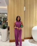 Two pieces of sleeveless top, wide leg pants