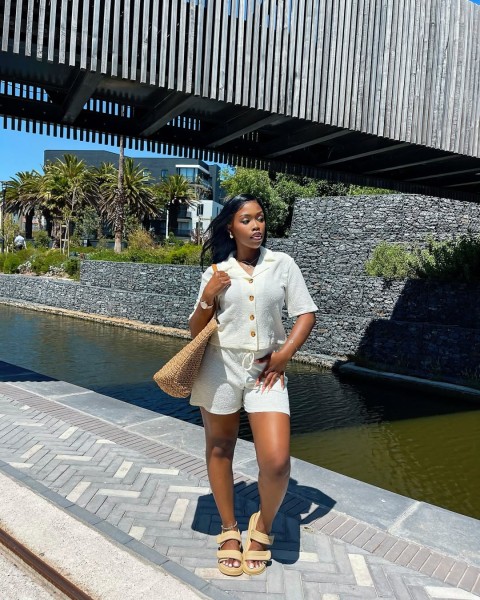 Women's short sleeved shirt shorts two-piece set