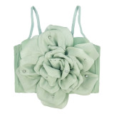 Strapless top, suspender, large flower pearl fishbone corset