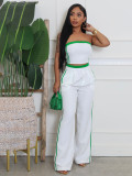 Strapless top paired with wide leg loose pants set
