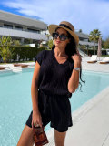 Knitted Short Sleeve Set Knitted Shorts Split Set